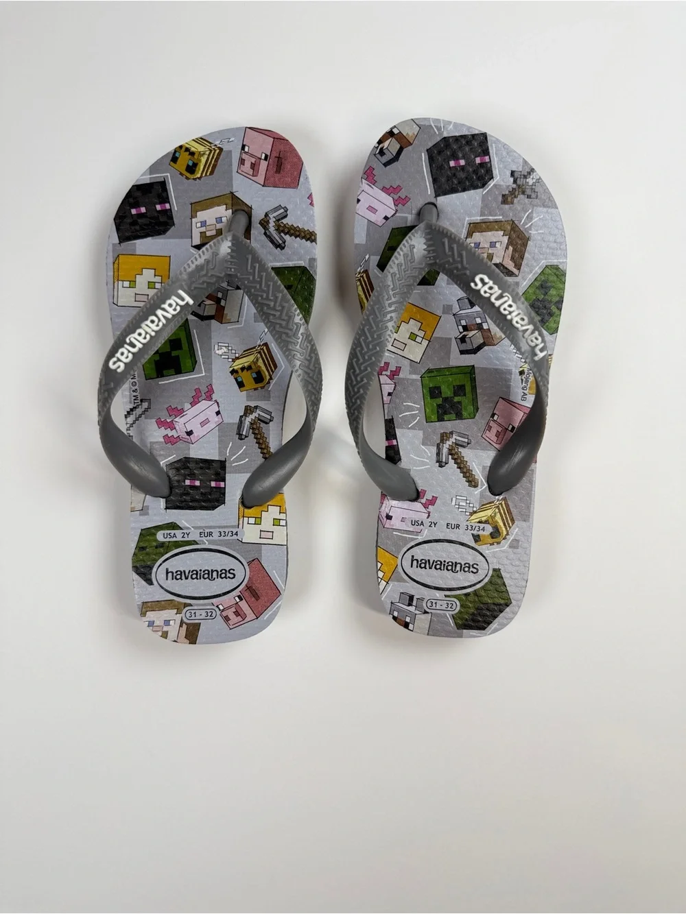 Havaianas Kids Spider-Man + Minecraft Gray Flip Flops!! Both for $25 🔆🔅🔆🔅